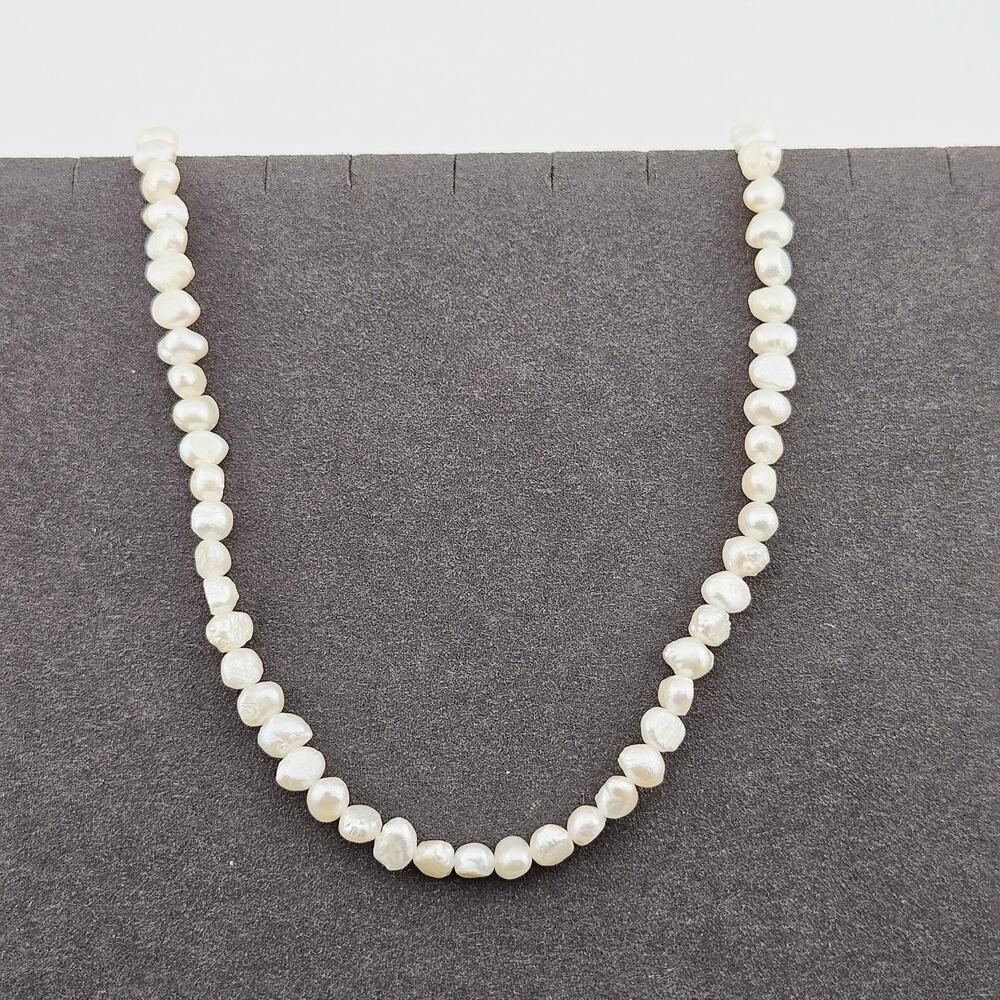 Faux Pearl Small Beaded Necklace Ivory Cream Minimalist Classic Dainty Layering